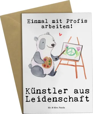 Produktbild von Mr. & Mrs. Panda Grußkarte Künstler Leidenschaft - Weiß - Geschenk, Spruch, einladungskarten, Maler, Lustig, babykarte, osterkarten, Witzig, weihnachtskarten