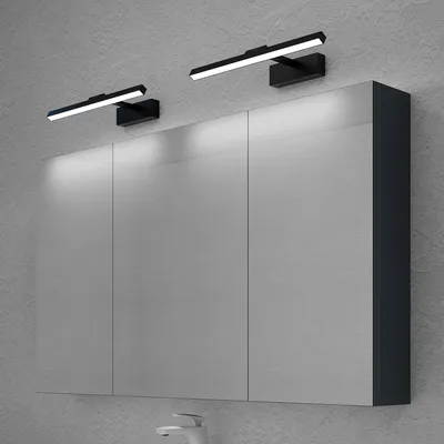 Produktbild von doporro Spiegelschrank Wandschrank in matt Anthrazit 120x70 cm Hängeschrank Aufbewahrungsschrank mit LED Spiegelbeleuchtung 40*2 (Sandschwarz)