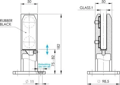 Produktbild von Bodenklemme Schwarz Glashalter 12.76-17.