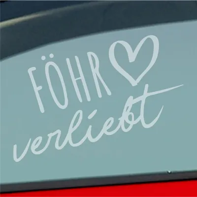 Produktbild von Auto Aufkleber Föhr verliebt Herz Insel Nordsee Liebe Car 19x10 cm Milchglas Sticker Heckscheibenaufkleber