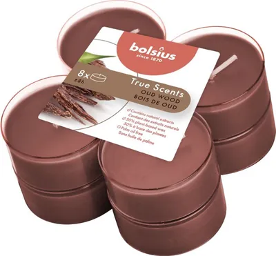 Produktbild von Bolsius Maxi-Lichte Oud Wood 8 Stück