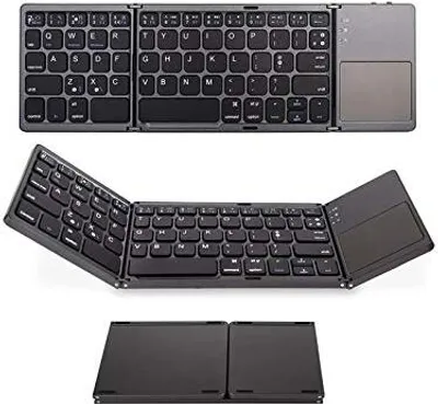 Produktbild von Docooler Bluetooth Tastatur Wireless Mini Faltbar tragbarer ultra dünner Touchpad Windows/Android/iOS (Silber)