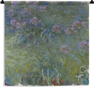 Produktbild von MuchoWow® Wandteppich Wandbehang Agapanthus - Gemälde von Claude Monet 60x60 cm Tapisserie Dekoration Wandtuch - Dekorationen - Wand Decke