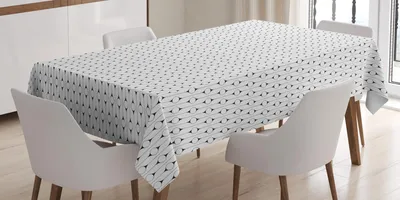 Obrázek produktu pro ABAKUHAUS Geometrický ubrus, kruhové pruhy, opakující se minimalistická monochromatická ilustrace, 140 x 170 cm, bílá a tmavě šedá