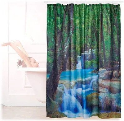 Productafbeelding van Famanu douchegordijn met natuurmotief – 200 x 180 cm