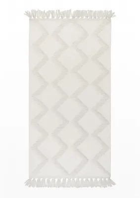 Obrázek produktu pro Bílý koberec SLOW LIFE, 60 x 120 cm, bavlna
