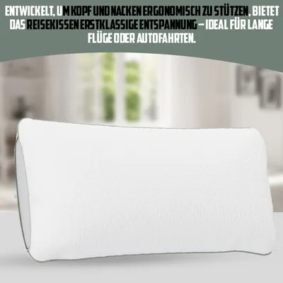 Produktbild von Reisekissen – Ergonomisches Nackenstützkissen für Unterwegs, Kompaktes und Bequemes Kissen für Flugzeug, Auto und Büro – Inklusive Tragetasche