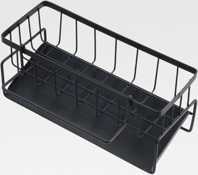 Produktbild von Spülbecken Organizer – Küchen Schwammhalter mit Selbstentleerender Ablaufwanne und Spüllappenhalter, ideal für Küche und Badezimmer, Organizer für Bürsten, Schwämme, Seife und mehr