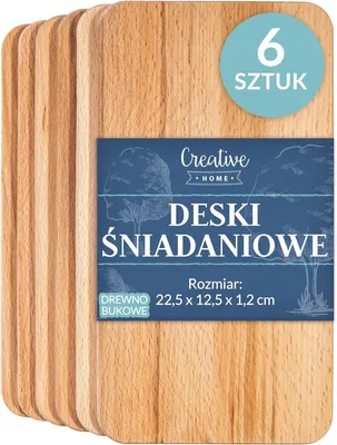Zdjęcie produktu dla Creative Home 6x prostokątna deska do krojenia | 22,5x12,5x1,2 cm | naturalne drewno olejowane | do serwowania serów, wędlin, przekąsek