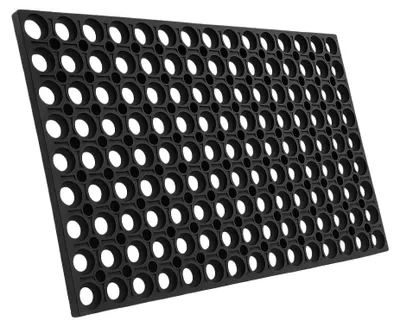 Produktbild von Ringgummimatte 80x120cm, Gummimatte 16mm, Ringmatte, Schmutzfangmatte, Fußmatte, Wetterfest Abtreter Werkstatt Paddock, Schwarz