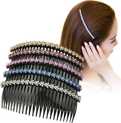 Haarklammer Für Dickes Haar Mit Strasssteinen (Schwarz) - Acryl, Anti-Rutsch, Für Mittellanges & Langes Haar