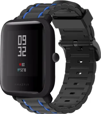 Produktbild von Strap-it Xiaomi Amazfit Bip Sport Schnallenarmband (Schwarz/Blau)