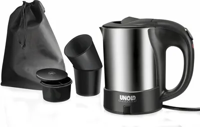 Produktbild von Unold 18575 Schnurloser Wasserkocher, Edelstahlgehäuse, 0,5 l FÃ1/4llmenge, 1000 Watt, 360° Sockel, Trockengehschutz, Abschaltautomatik