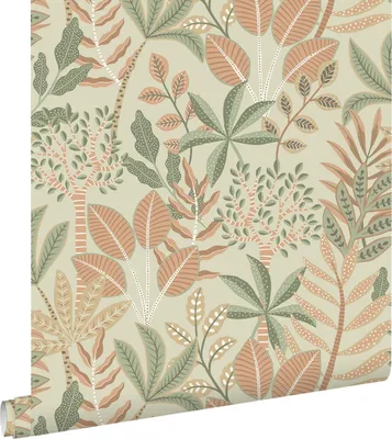 Immagine prodotto di ESTAhome carta da parati foglie verde e rosa terracotta 50 x 900 cm