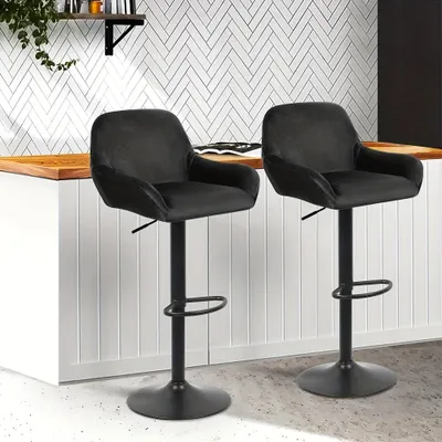 Immagine prodotto di Sgabello da bar - Sgabello da cucina - Set di sgabelli da bar - Sedia da cucina - Sedia da bistrot - Seduta in velluto - Gambe in metallo nero