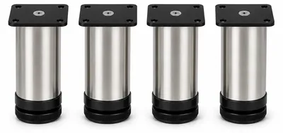 Produktbild von Möbelfüße 80 mm 4er Set [HÖHENVERSTELLBAR] Möbelbeine aus Edelstahl Schrankfüße Verstellbar Gebürstet Silber