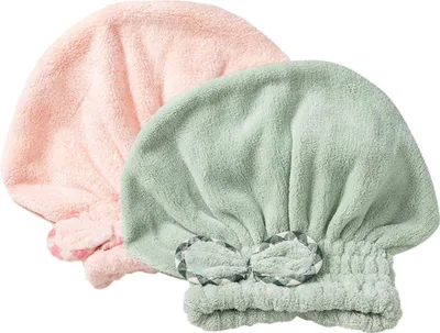 Produktbild von 2er-Pack Haartrockenhauben, weich und saugfähig, schnelltrocknend, Haarturban, Handtuch, Duschhaube