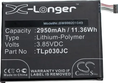 Produktbild von vhbw Akku Ersatz für Alcatel CAC3000034CC, TLp030JC für Handy Smartphone Telefon (2950 mAh, 3,85 V, Li-Ion)
