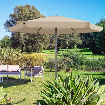 Produktbild von Kingsleeve® Sonnenschirm UV Schutz 80+ mit Schutzhülle 330 cm Balkon Kurbel Strandschirm Groß Wasserabweisend Aluminium Windöffnung Gartenschirm Rund, Farbe:taupe