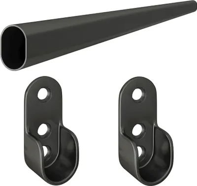 Produktbild von Kleiderstange Schwarz Garderobenstange oval 30x15mm Kleiderhalter Schrankstangenhalter 1,00 Meter