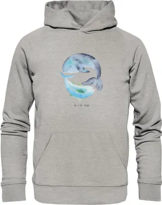 Produktbild von Mr. & Mrs. Panda Bedruckter Hoodie Walfisch Thunfisch Größe XS - Heather Grey - Geschenk, Kapuzenpulli, Sweatshirt, Wal, Witz, Lustige Sprüche, Kapuzenpullover, Pulli
