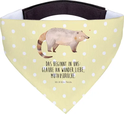 Produktbild von Mr. & Mrs. Panda Bandana Nasenbär - Gelb Pastell - Geschenk, Lustige Sprüche, Rüsselbär, Hunde Halstuch, Bär, Dreieckstuch, Nasenbären, Hund, Für, Hals Tuch