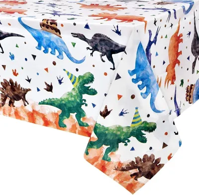 Immagine prodotto di Tovaglia Dinosauro per festa di compleanno per bambini - 137 x 274 cm, monouso, plastica