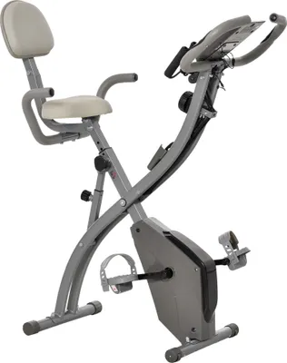 Image de HOMCOM Vélo d'appartement pliable, vélo d'exercice, home traîner pour adultes, 8 niveaux de résistance magnétique, capteurs pouls main, écran LCD multifonction, selle réglable, acier, gris, argenté