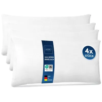 Produktbild von LILENO HOME 4er Set Kissenfüllung 40x80 cm - 40°C waschbares Innenkissen geeignet für Allergiker - Polyester Kisseninlet als Couchkissen, Sofa Kissen, Cocktailkissen und Kopfkissen