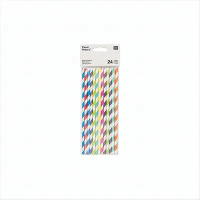 Produktbild von Papierstrohhalme mix multicolor, 24 Stück