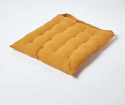Produktbild von HOMESCAPES Stuhlkissen 40x40 cm senfgelb – Sitzkissen Outdoor/Indoor mit Baumwollbezug, Sitzpolster waschbar