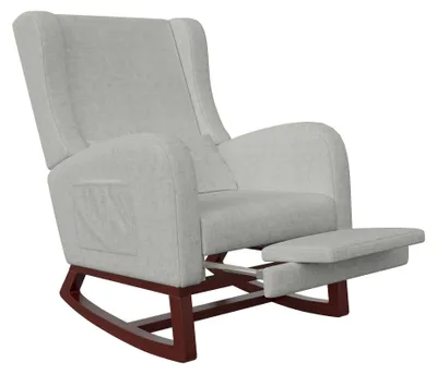Produktbild von Schaukelstuhl - Schaukelstuhl für das Wohnzimmer - Loungesessel - Holzfuß - Weiche, plüschige Polsterung - Seitentaschen