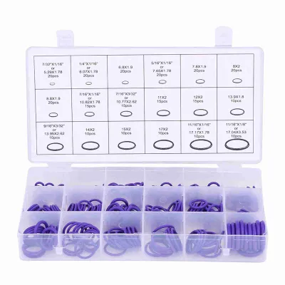Immagine prodotto di 270 guarnizioni O-ring assortite per compressori di climatizzatori per autoveicoli, rondelle in gomma, viola
