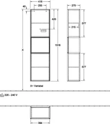 Produktbild von Villeroy & Boch F470GFHG Hochschrank Finion F47 418x1516x270mm