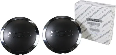 Produktbild von Original Fiat 2x Nabendeckel Felgendeckel Alufelge schwarz Chrom 500 51884863