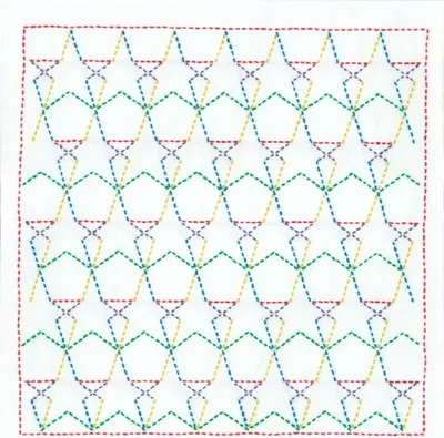 Produktbild von Auslaufmodell Olympus Sashiko Stickpackung "Hana Fukin Pop Designs Sterne", Stoff bedruckt, 34x34cm, Original aus Japan
