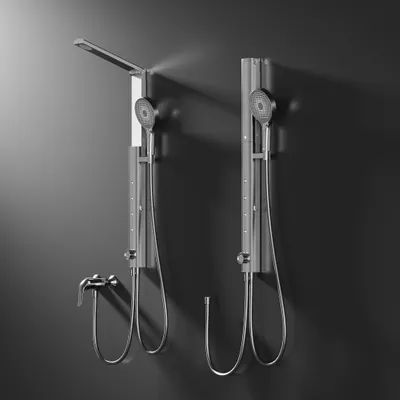 Produktbild von HOROW Regendusche Set Chrom, Duschset Duschsystem mit 4 Massage-Modi, Klappbares Duschset, Höhenverstellbar, ohne Armatur, passt auch für Badewannen