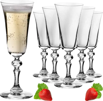 Produktbild von IMPERIAL Stilvolle Sektgläser mit Ornament Verzierung 180ml "Vintage" Set 6-Teilig Sektkelche aus Crystalline Glas