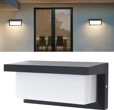 Zdjęcie produktu dla Nowoczesna zewnętrzna lampa ścienna LED, kinkiet, IP65 czarny, 12W AC85-265V, regulowane barwy światła