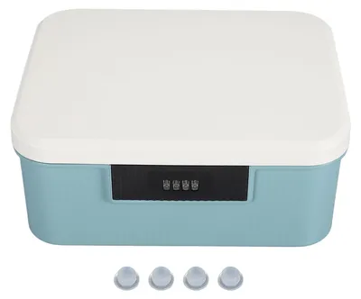 Obrázek produktu pro Uzamykatelný kufřík na spisy, objem 9 l, organizér na dokumenty, dvouplášťová skříňka s číselným zámkem, barva Lake Blue