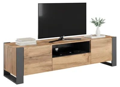 Produktbild von Dmora TV-Schrank Dronero 180x44x48h cm Eiche Braun, ein Schublade 3 Ablagen
