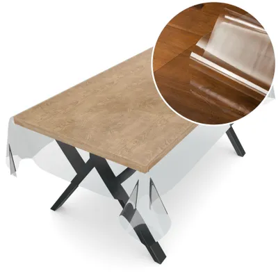 Tischdecke Klara 0,5mm Wachstuch PVC abwaschbar Durchsichtig Transparent 120x140cm, Hauptbild