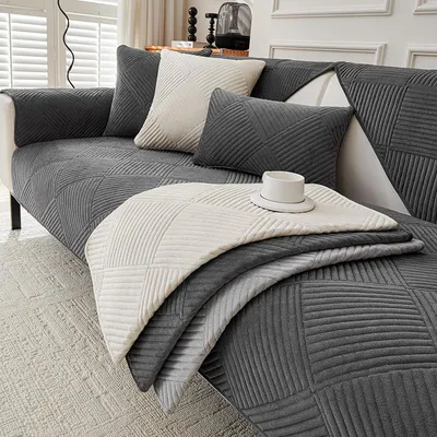 Produktbild von Rutschfeste verdickte Sofabezug,70x180cm Couchbezug,3 Sitzplätze Sofa-Matte，Dicke Sofa ,Antirutsch Sofahusse,Möbelschutz,dunkelgrau.