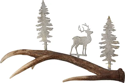 Image de Gilde Standrelief, Geweih, "Hirschgeweih", Geweihmotiv, Hirschmotiv, Poly, naturfarben, hellgrau, VE 2, L. 23 cm, B. 50 cm, H. 27 cm 69848 4063387698488