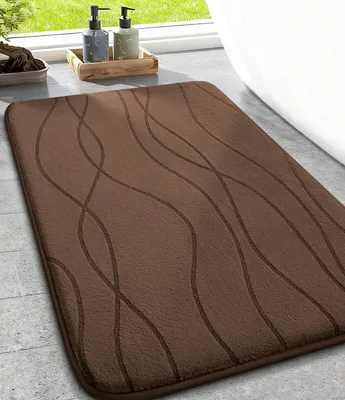 Image de Tapis antidérapant, 43 x 61 cm, couleur marron, pour la salle de bain