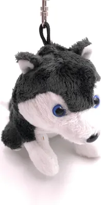 Immagine prodotto di Onwomania peluche / coccolone / portachiavi in tessuto animale husky cane occhi blu 14 cm