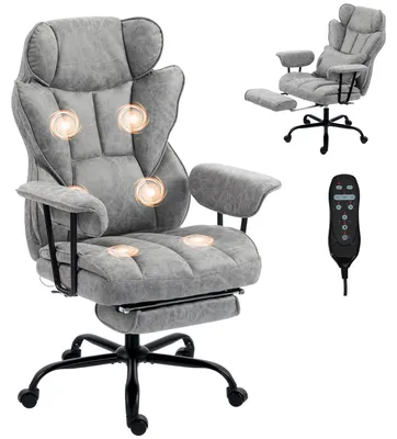 Produktbild von HOMCOM Bürostuhl ergonomisch Drehstuhl mit 6-Punkt-Massage und Wärme, Grau
