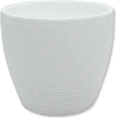 Produktbild von Blumen-Topf rund Keramik Übertopf Ø 11 x 9,5cm weiß - kroko