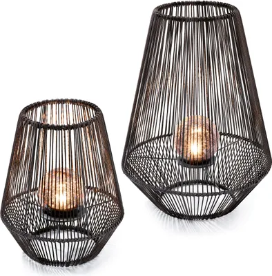 Produktbild von esotec Solarleuchte Windlichter ILONA 2er-Set POLY-RATTAN METALL-GEHÄUSE 102209