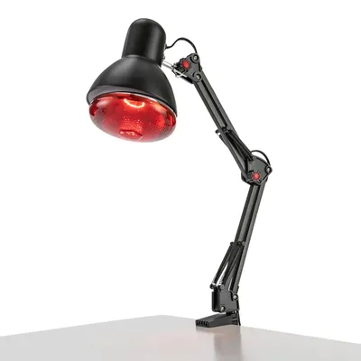 Image de Lampe infrarouge de 150 W - Lampe de thérapie - Lumière rouge proche infrarouge - Chauffage jusqu'à 100°C - Soulagement de la douleur - 220 V - Noir